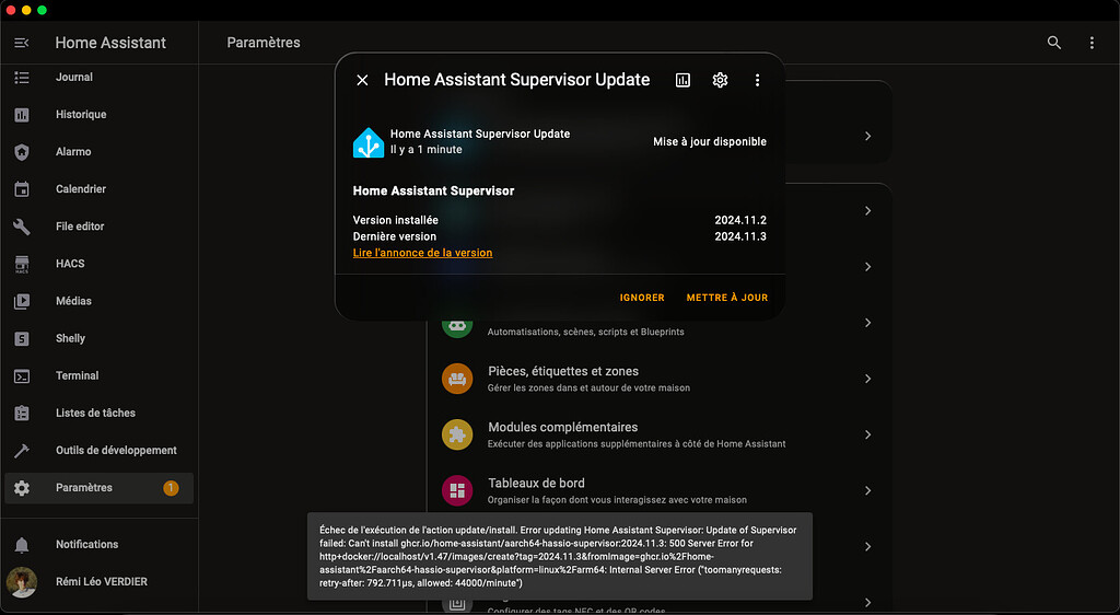 Issue while trying to update to 2024.11.3 - update - Home Assistant ...