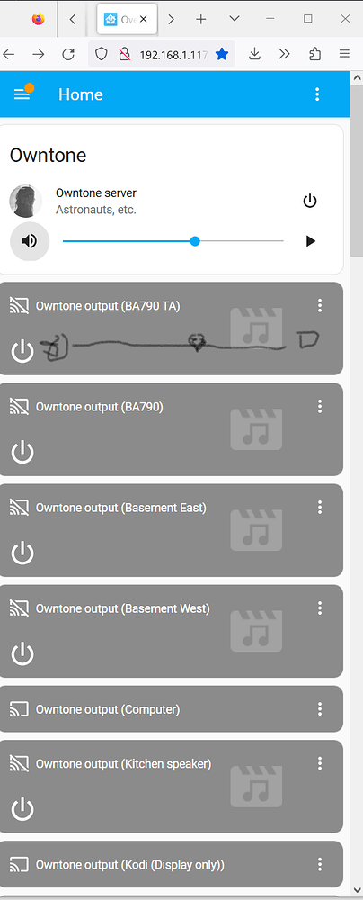 Add volume control to main Owntone device instance cards Feature