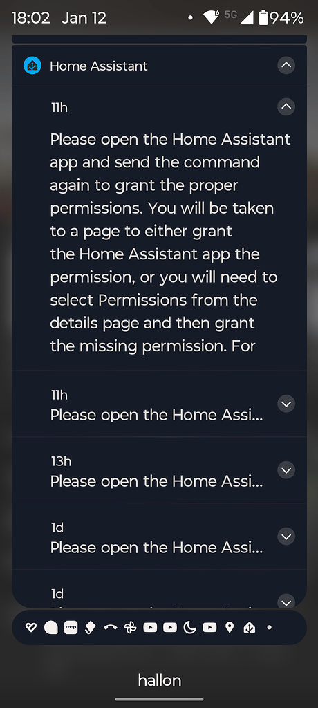 Notification asking me to review the app permissions - Home Assistant ...