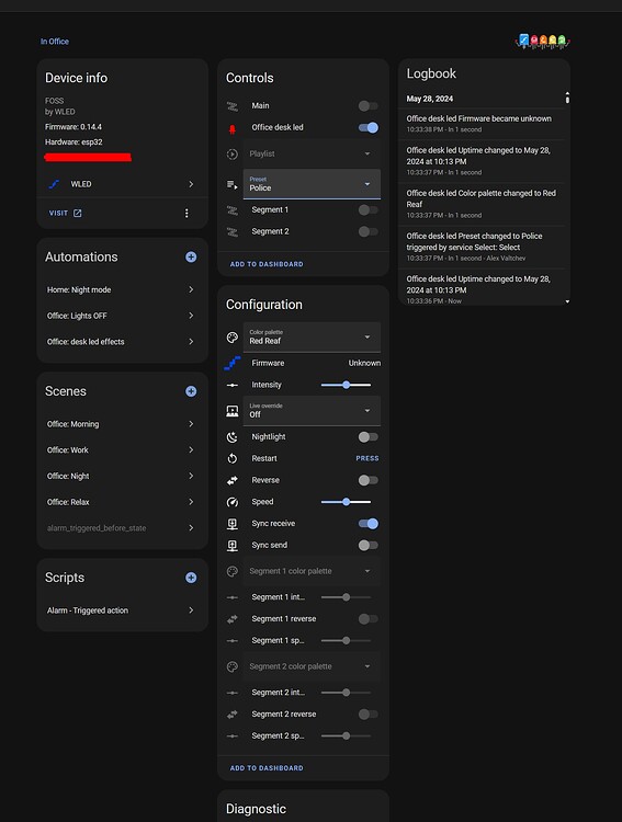 WLED preset effects in home assistant automations 2024.5 - Third party ...