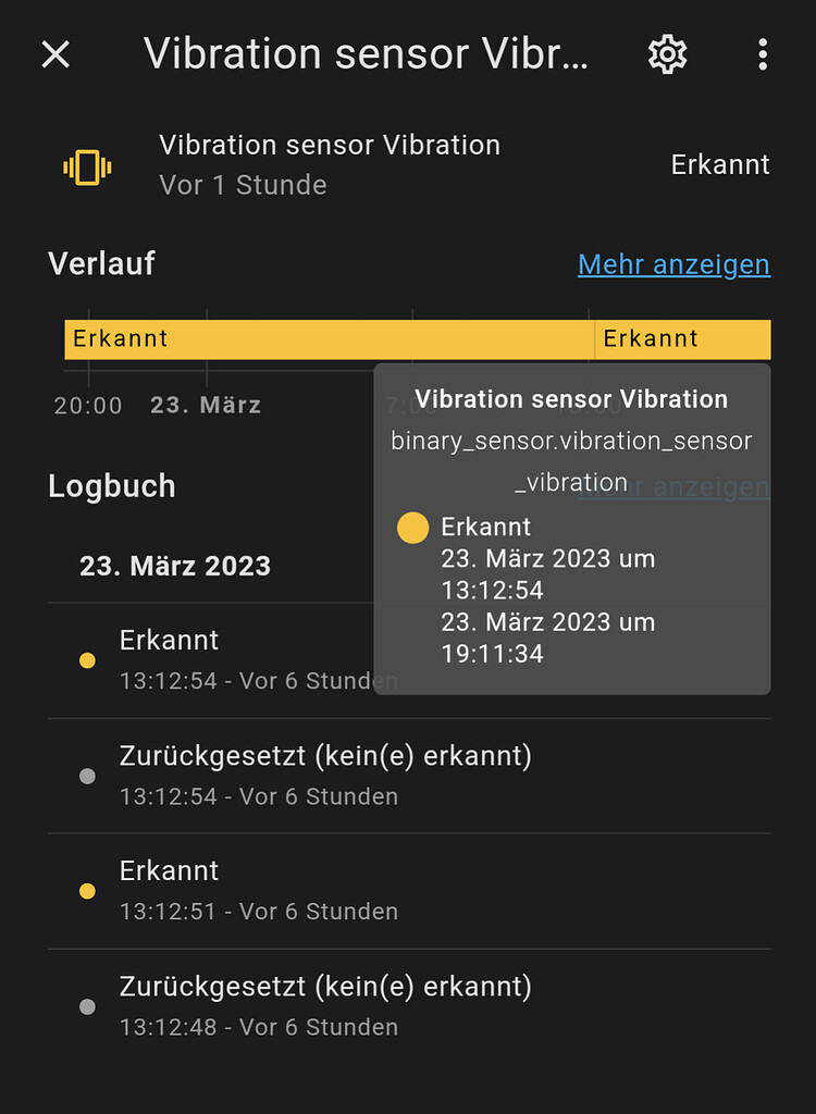 Vibration sensor showing as permanently on Third party integrations