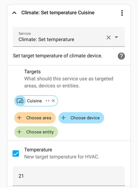 How to set target temperature for Sensibo thermostat in automation ...