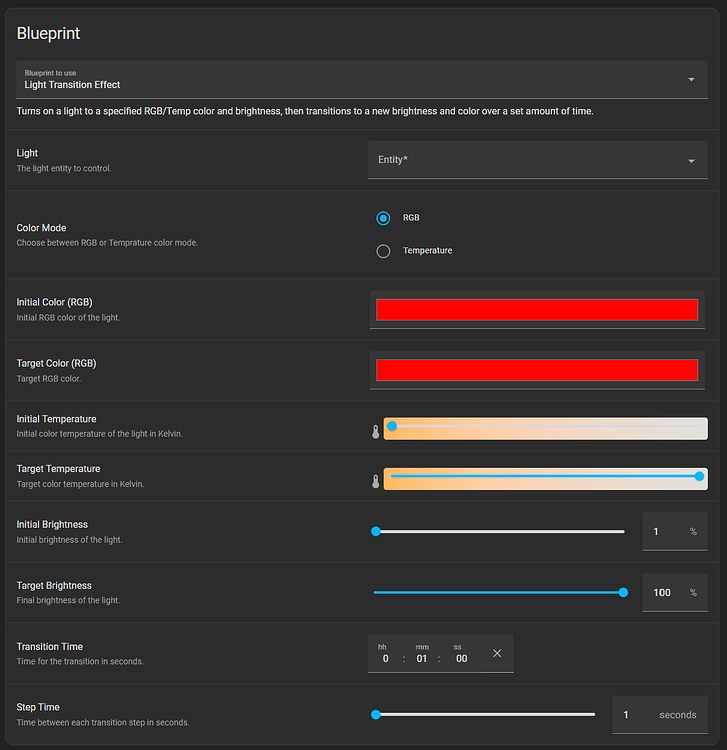 🌟 Light Transition Effect RGB Kelvin Brightness Blueprints