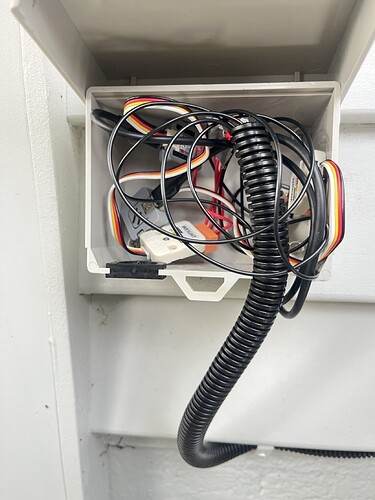 Waterproof box for the ESP stuff, power comes in thru the wall