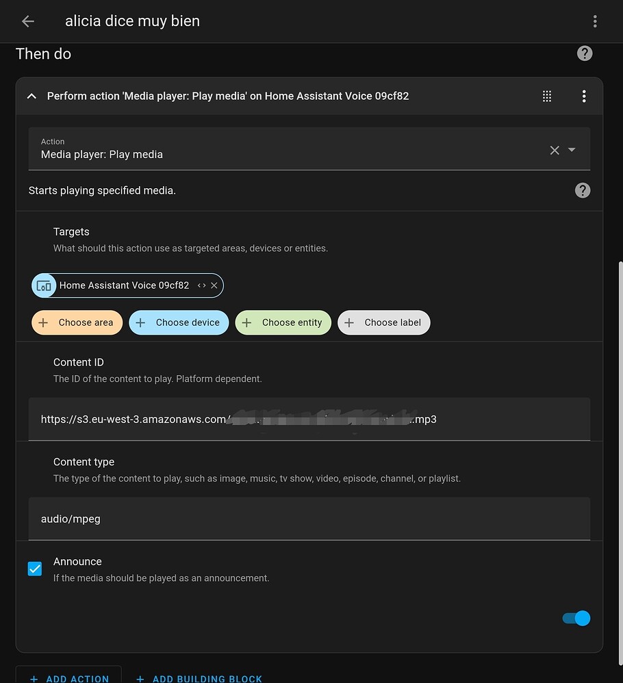 Home assistant voice requires announcement to play audio - Voice ...