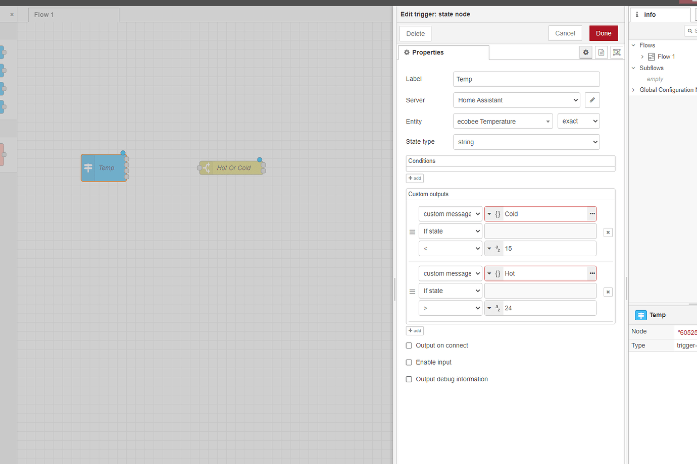 Trigger state in node red if temp changed - Node-RED - Home Assistant ...