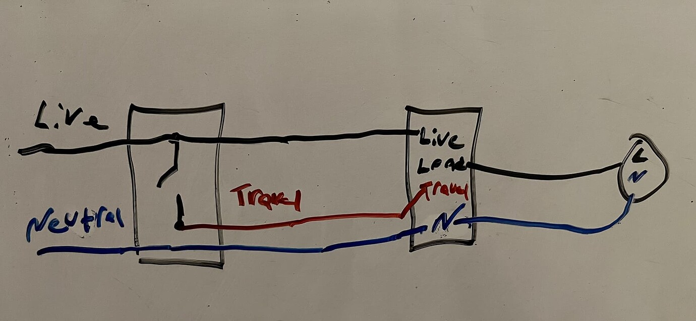 How to wire 3 way smart switches, when the light is between 2 switches