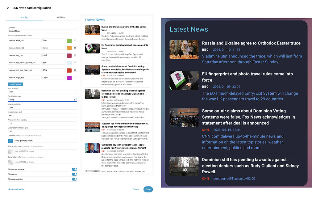 RSS News card - flexible, scrollable and customizable feed reader ...