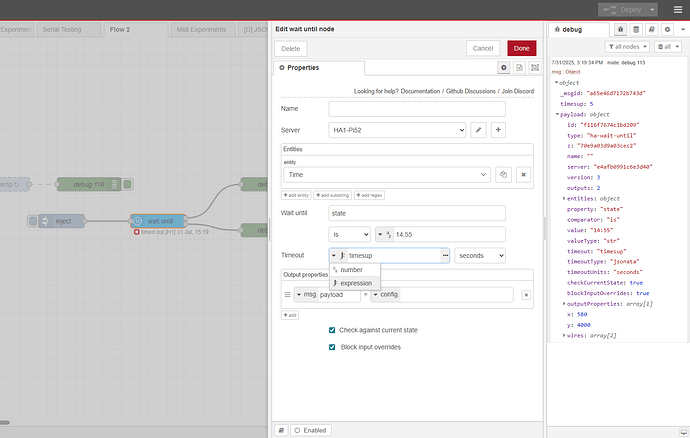 passing timeout value as a parameter in the message field