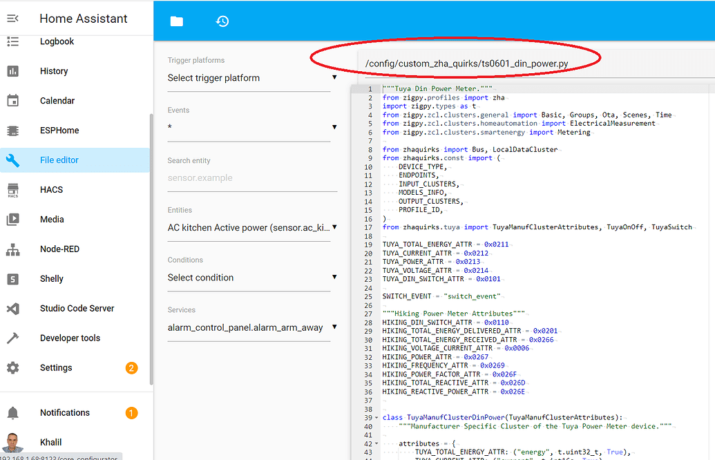 I have a Tuya Smart ZigBee Energy Meter connected to Home Assistant