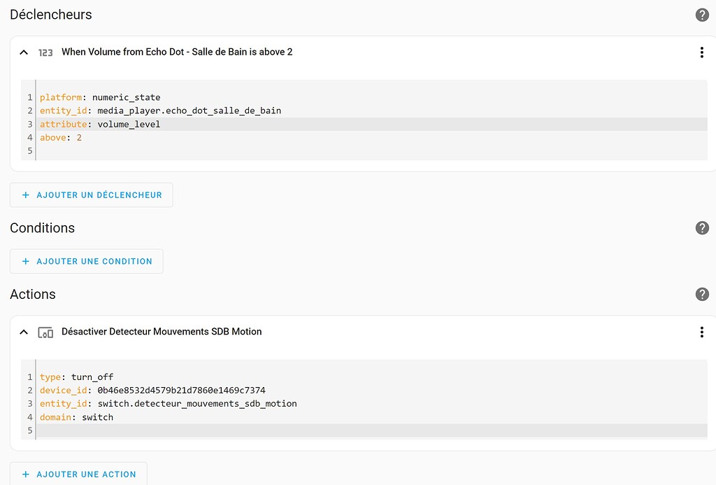 Disable motion sensor when volume is above 2? Configuration Home