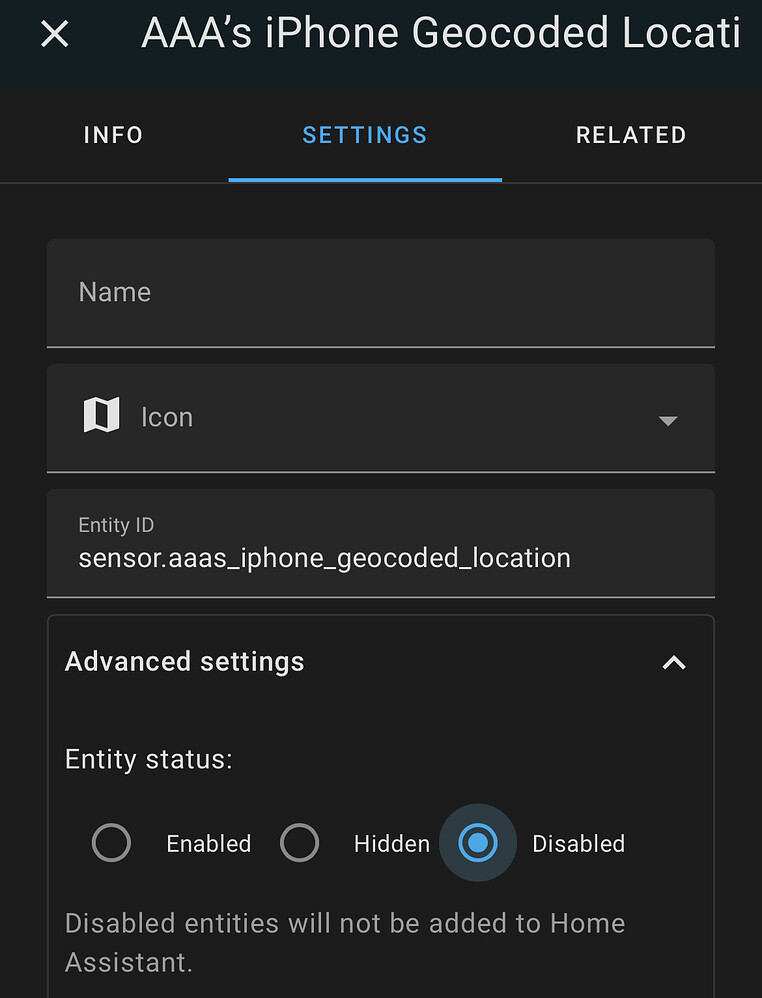 How to disable or hide Mobile Device Location Configuration Home