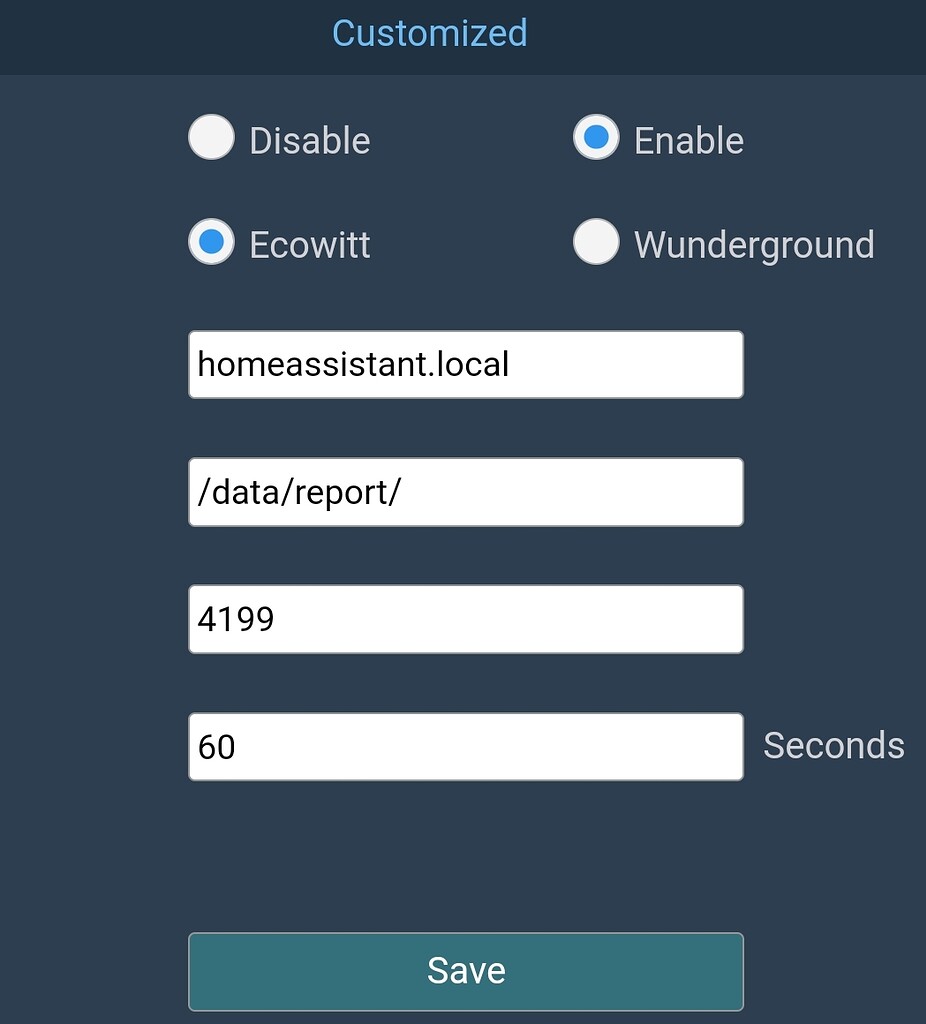 Ecowitt weather station setup not working Configuration Home