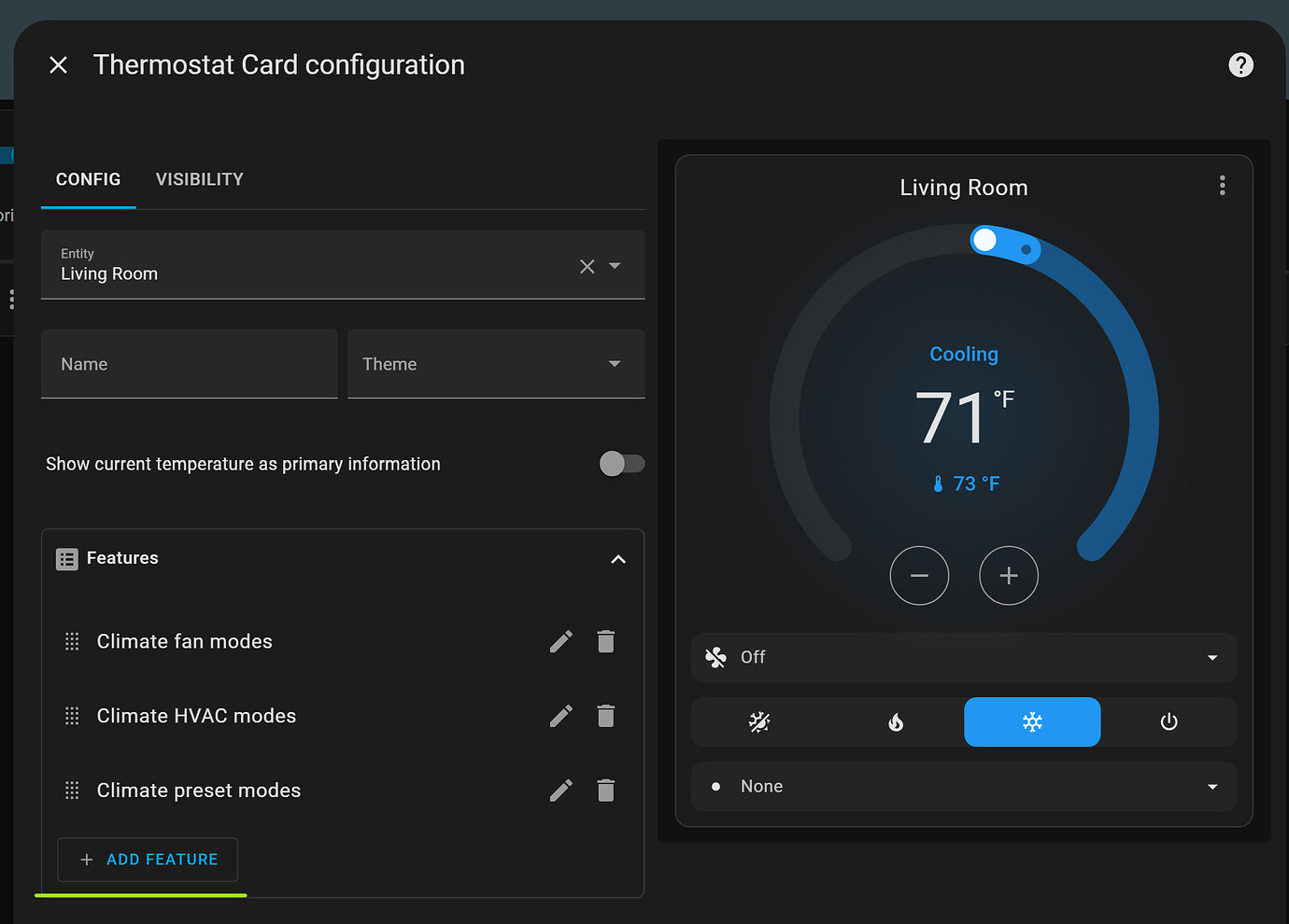 KNX Climate Preset, Fan Speed and Humidity Configuration Home