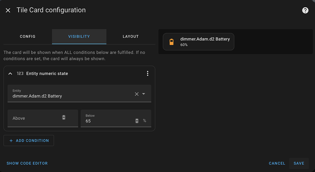Cant seem to get visability to work for battery - Frontend - Home ...
