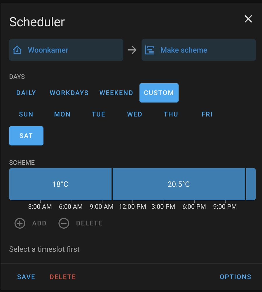 Scheduler card/custom component Dashboards & Frontend Home