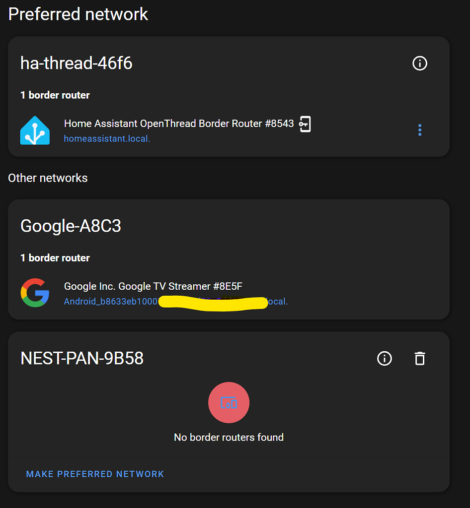 Google TV Steamer - Border Router - Matter/Thread - Home Assistant ...