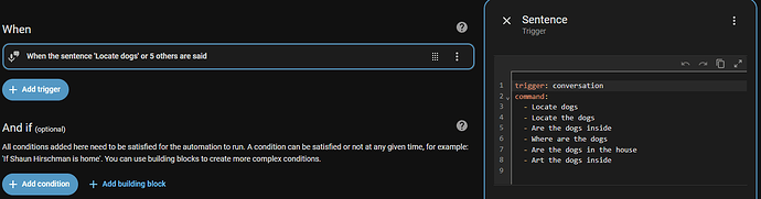 Sentence Trigger - Dog