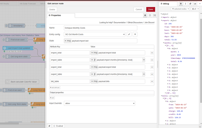 how to pass data including arrays into a sensor state and attributes