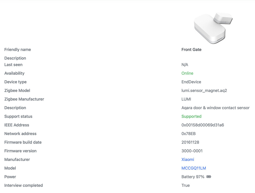 Zigbee2MQTT > Aqara Door Sensor > MQTT Cover State Zigbee Home