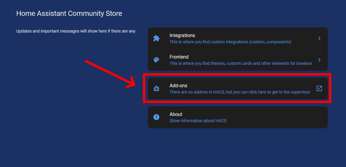 Home Assistant Blue No community add ons visable Configuration Home