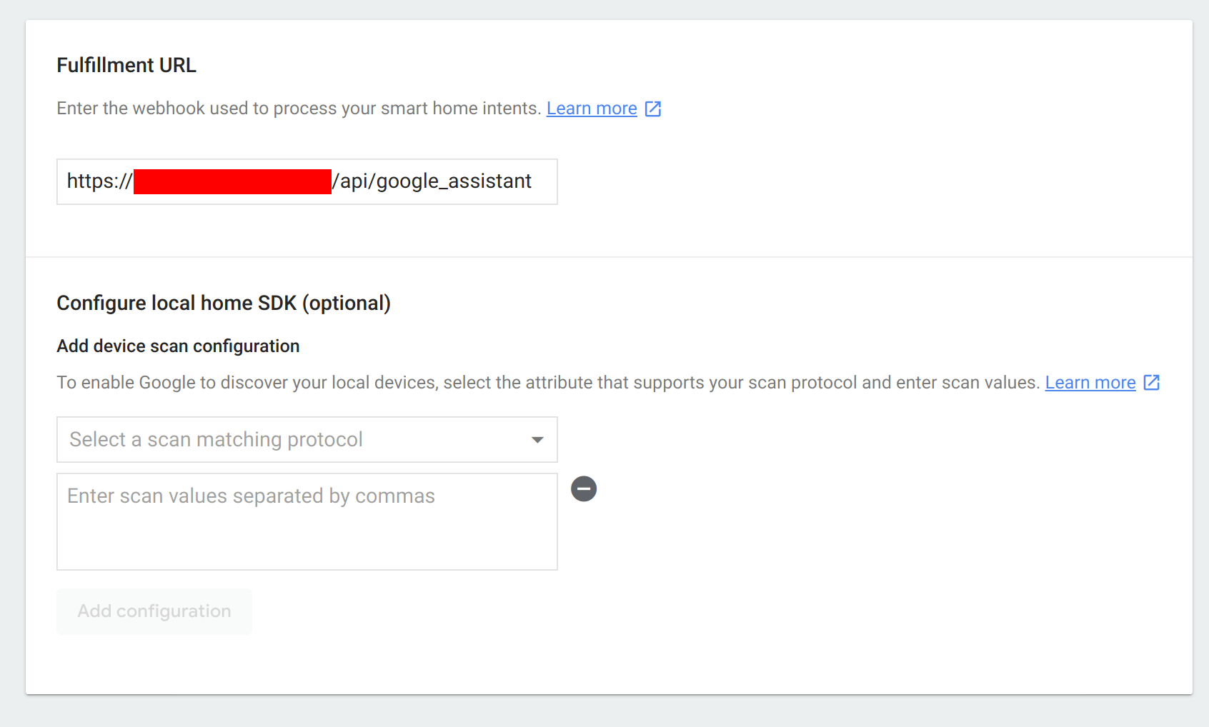 Unable to link Home Assistant to Google Assistant Configuration