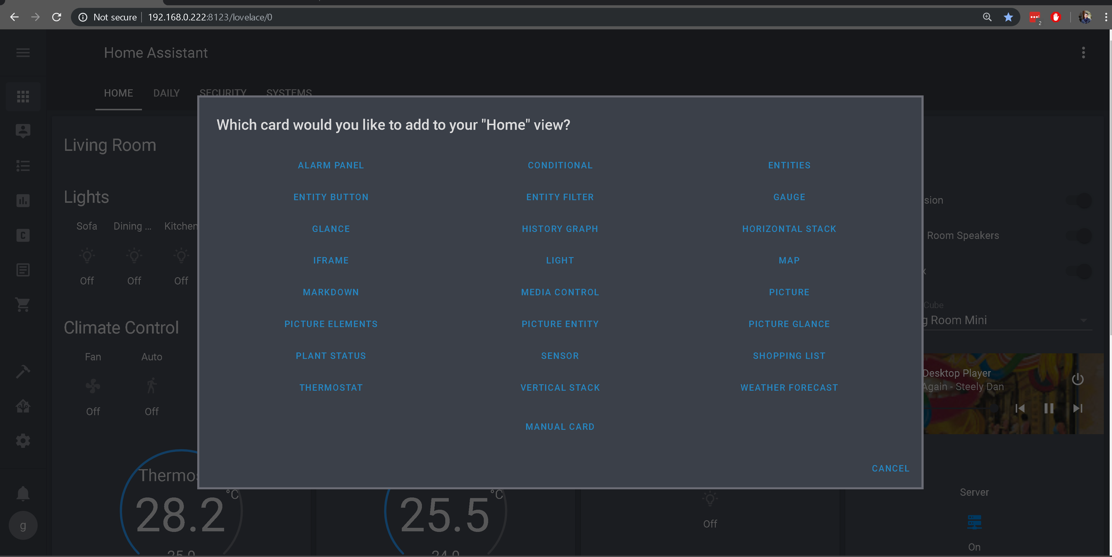 Disable "Which card would you like to add to your "Home" view