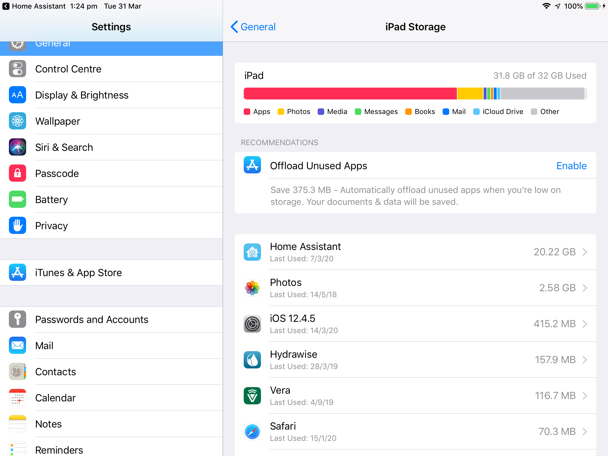 iPad storage full error Home Assistant Community