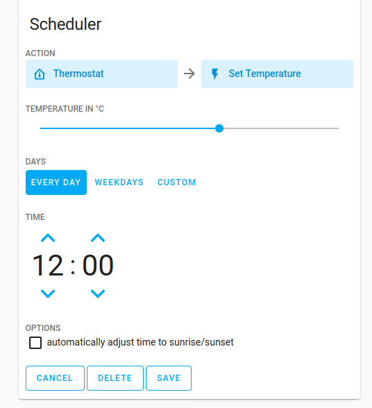 Scheduler Card custom Component Dashboards Frontend Home