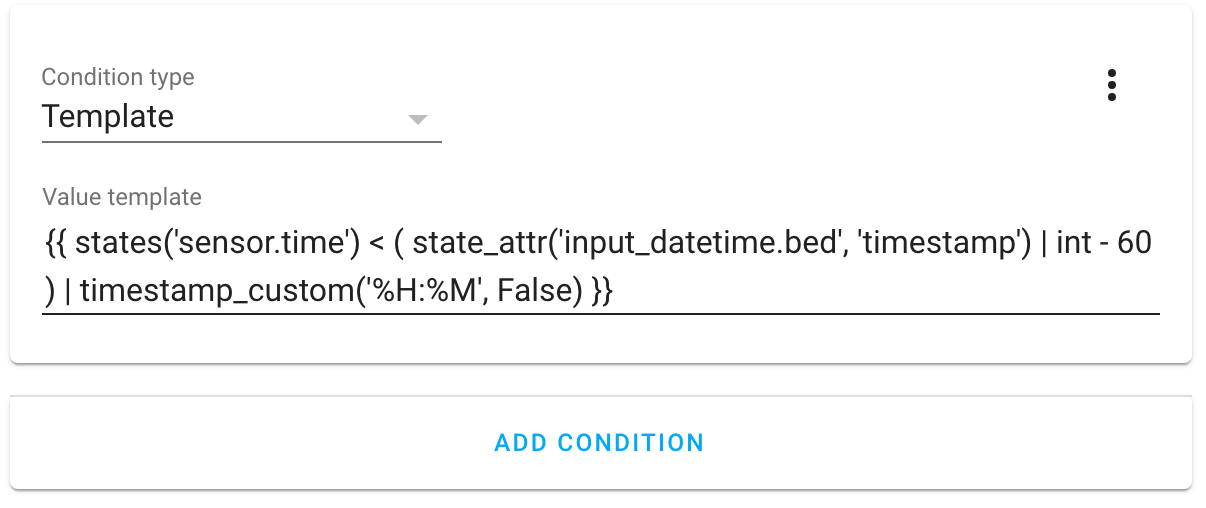 Offset input_datetime variable in time condition Configuration Home