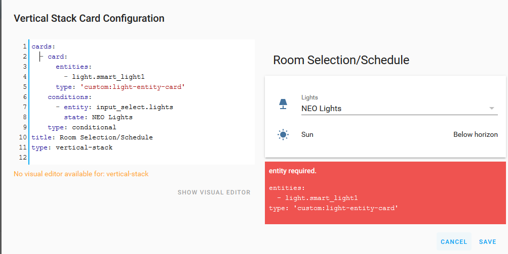 Custom:light-entity-card inside a conditional card - Frontend - Home ...