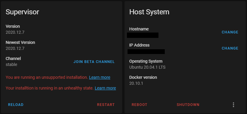 PROBLEM Install Home Assistant Supervised Installation Home 