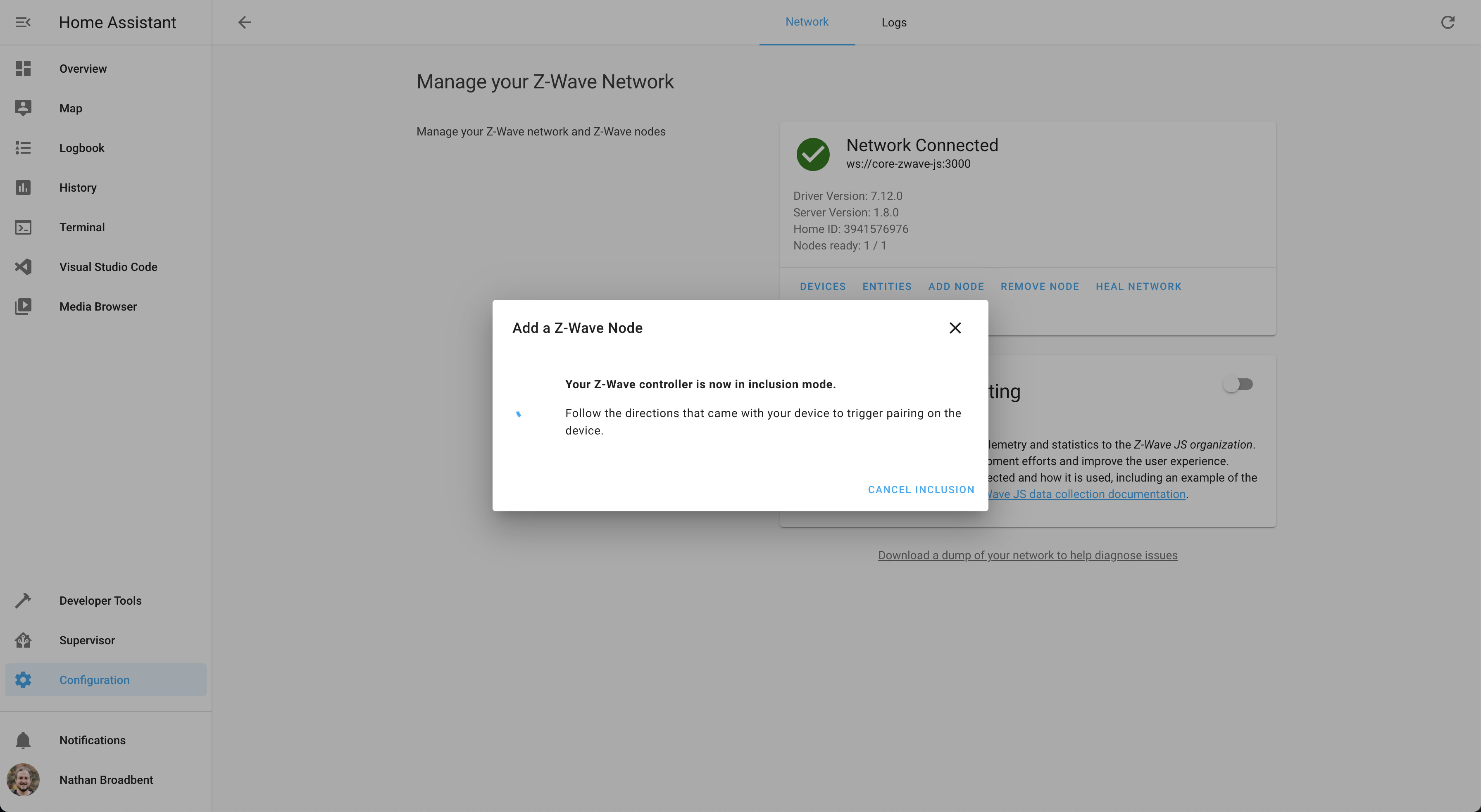 Need help setting up ZWave integration for Smanos K2 Hub Home