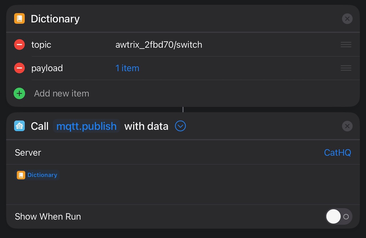 Mqtt.publish not working out of a siri shortcut Home Assistant Companion for Apple Home