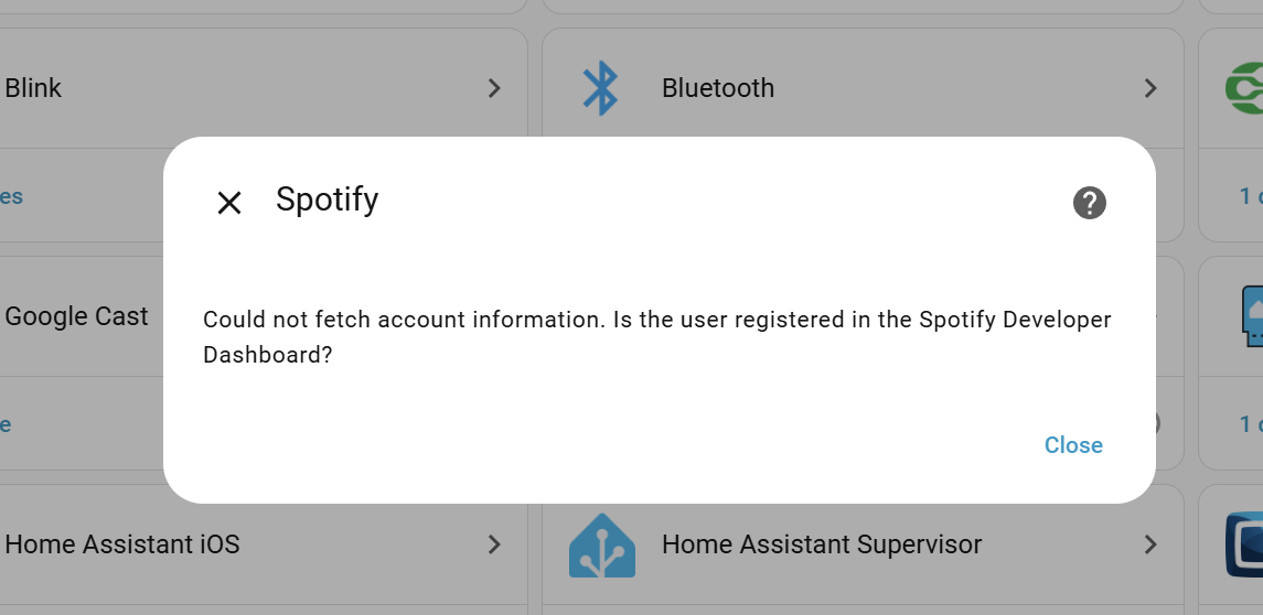 Issue installing Spotify integration - Third party integrations - Home ...