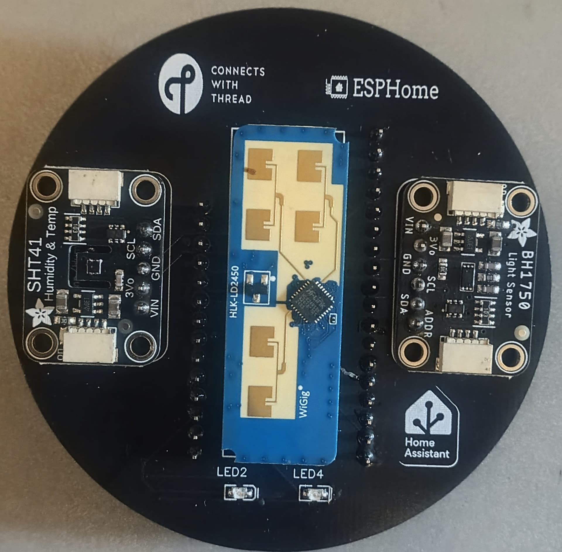 Custom ESP32-C6 Thread Node (HLK-2450 Radar + SHT41 + BH1750)