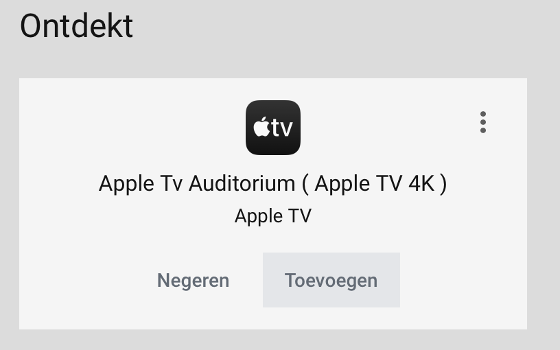 Newly discovered Apple TV cant be integrated - Configuration