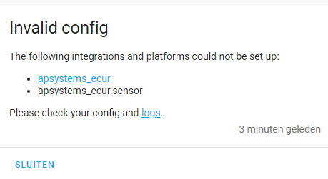 APSystems invalid config