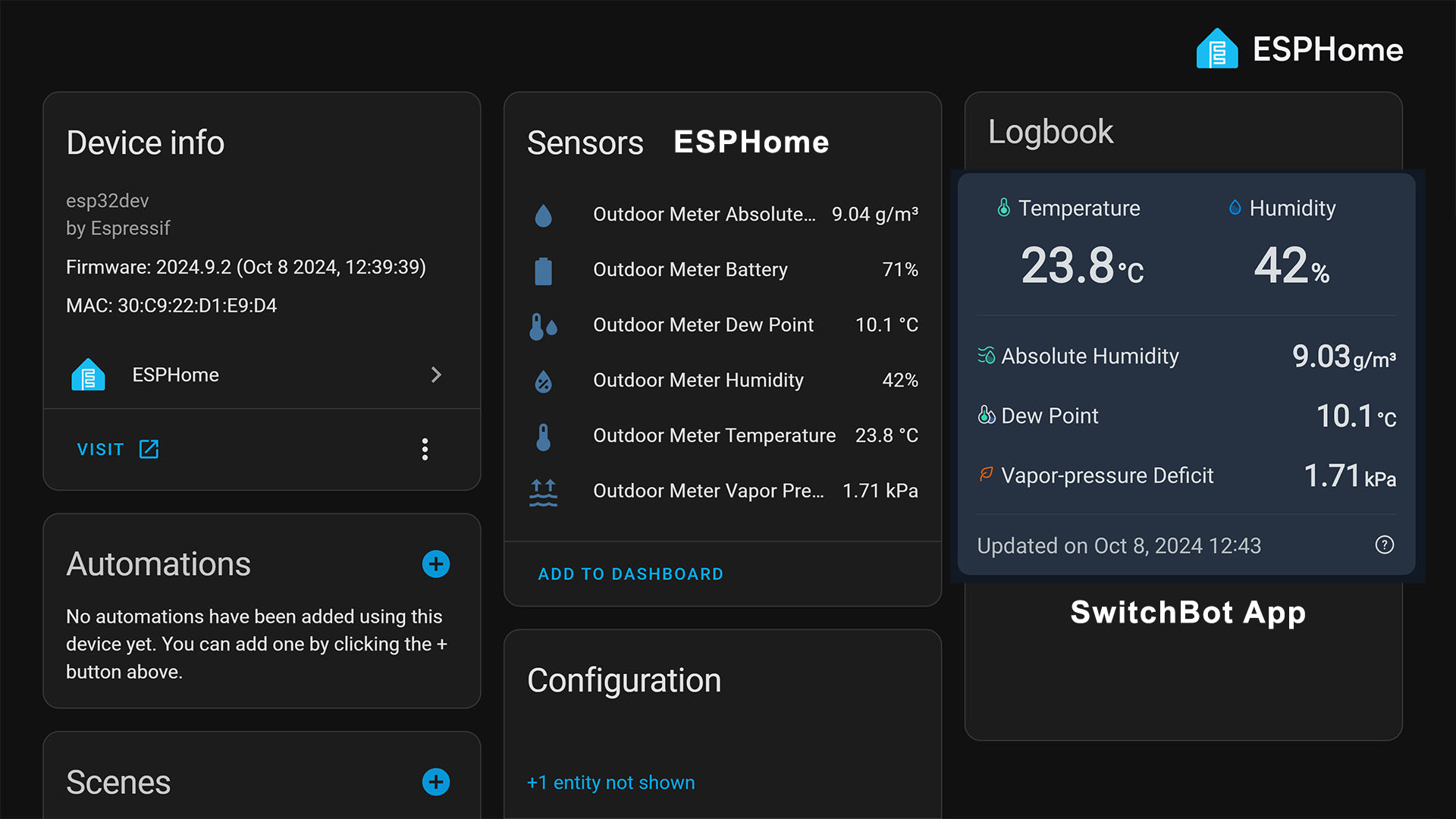 Decoding SwitchBot Outdoor ThermoHygrometer BLE Data Using ESPHome and