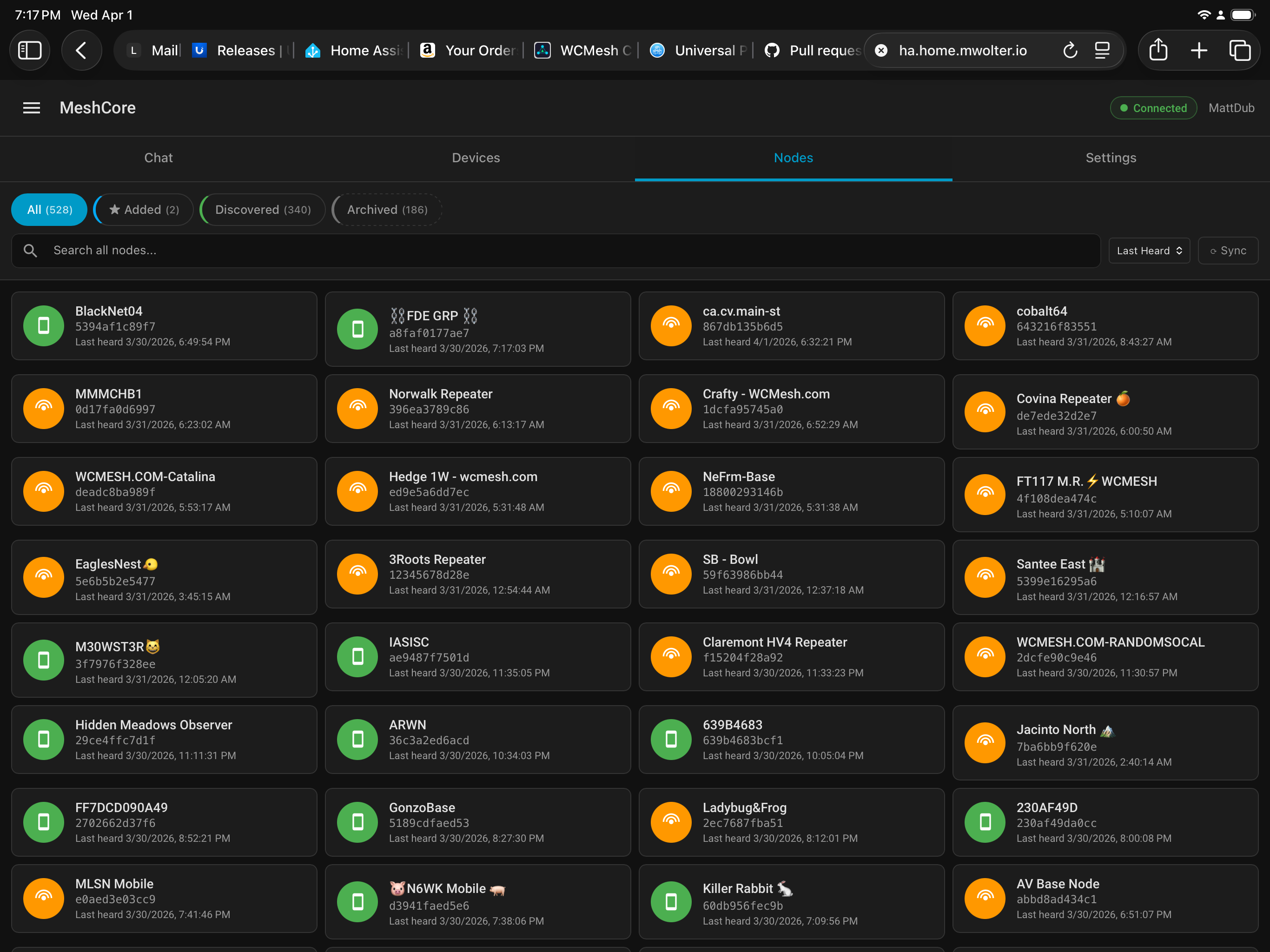 Meshcore Contact Management (combining a template plus hold-action ...