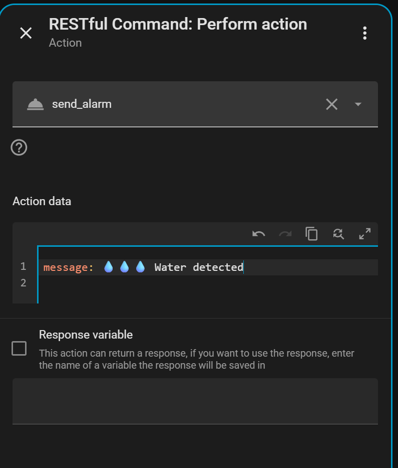 Rest command Action data field