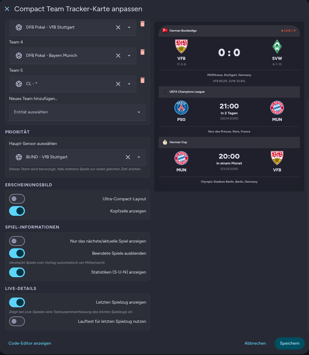 Compact Team Tracker Card – A sleek, space-saving sports card - Custom ...