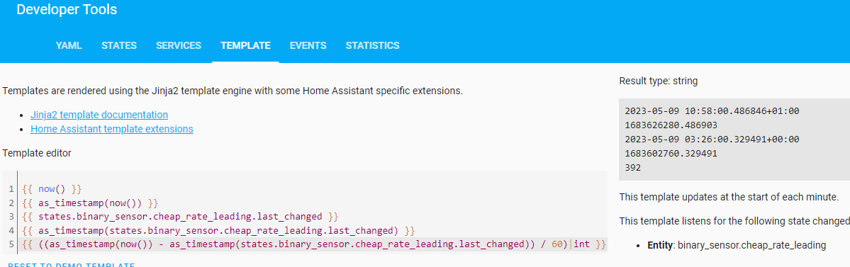 Get difference from now() to last changed in minutes 
