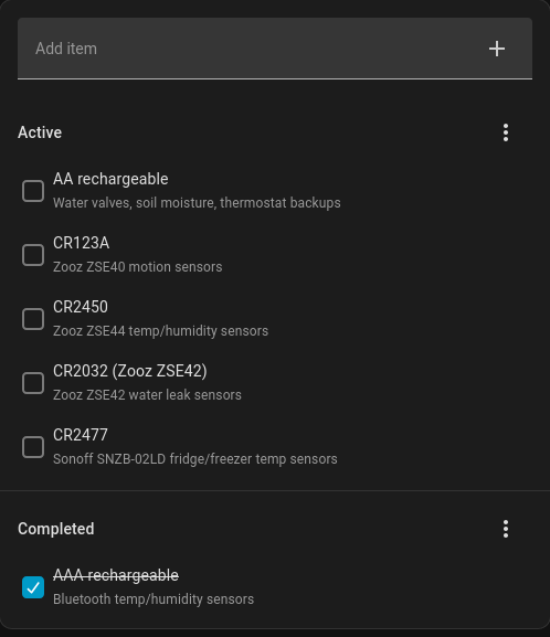 Best way to keep track of battery types - Hardware - Home Assistant ...
