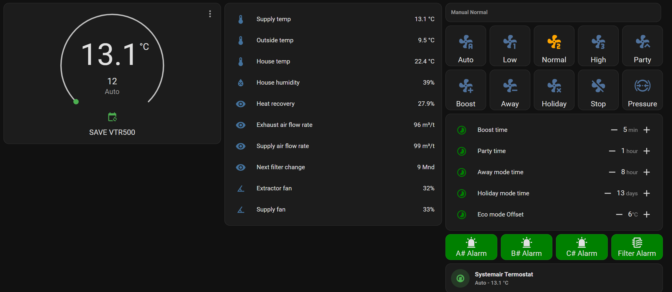 Systemair SAVECare Ventilation unit Feature Requests Home Assistant