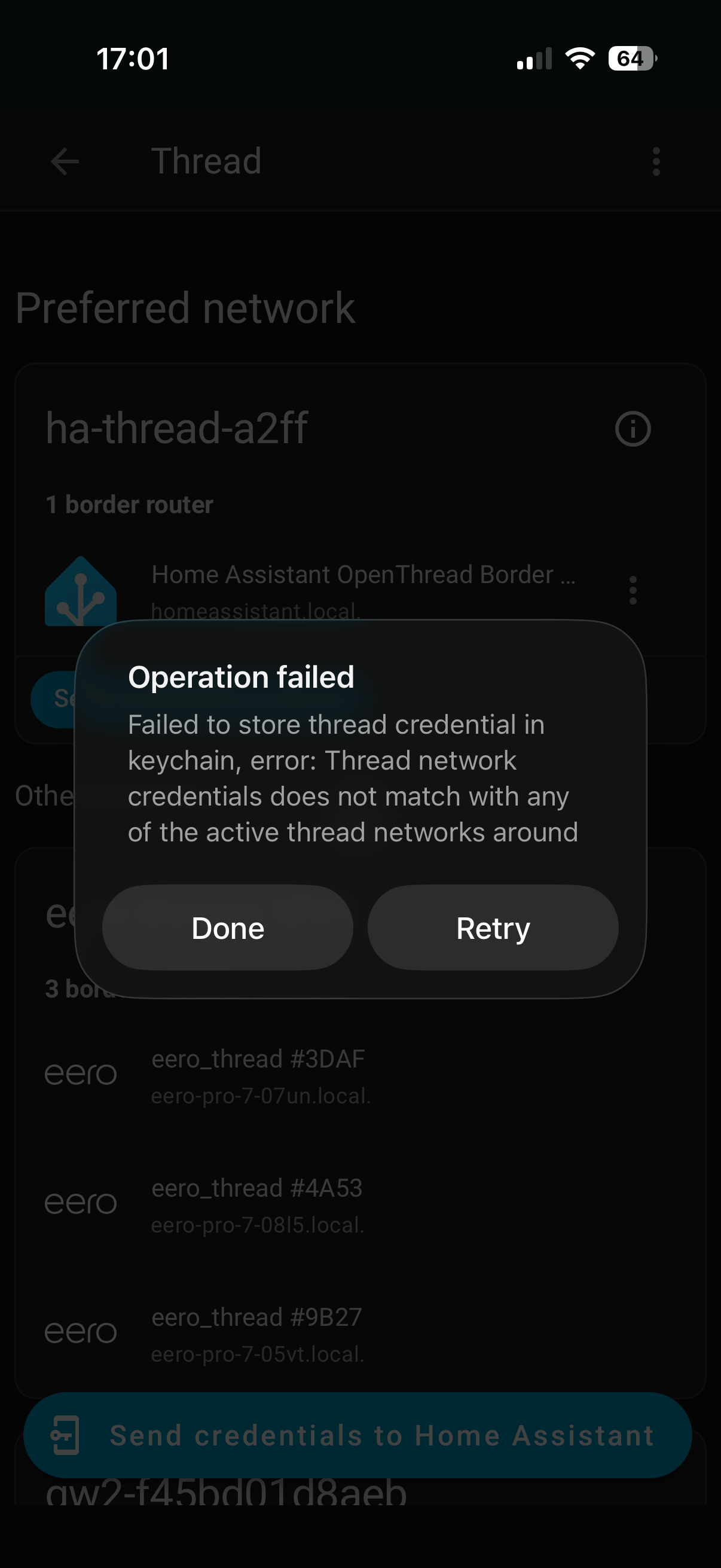 Save A Thread Ht Installer Failed to save thread network credential - Matter/Thread - Home ...