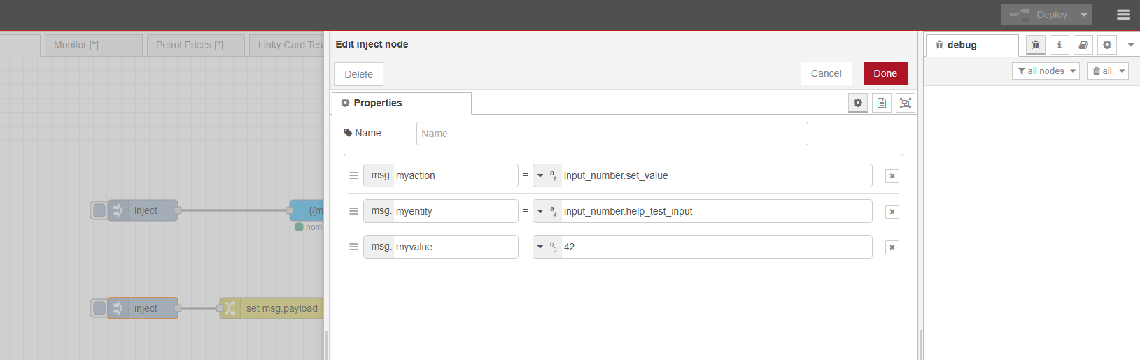 Pass entity name to action node at runtime - Node-RED - Home Assistant ...