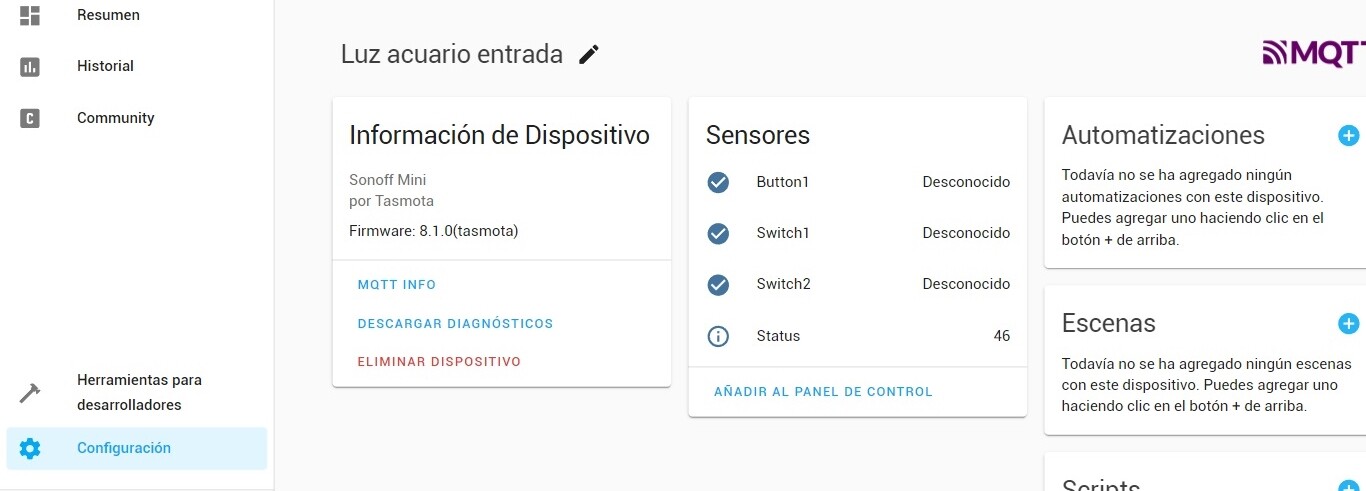 Unknow sonoff mini tasmotized switch? - Configuration - Home Assistant ...