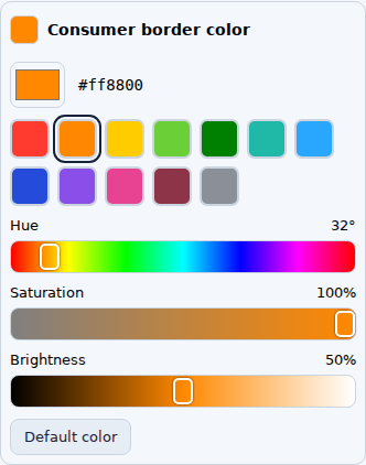 Consumer color picker with presets and mixing sliders