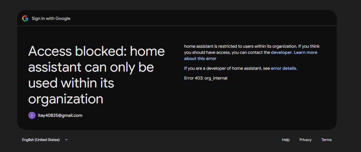 When i try to connect the google assistant sdk there is an error